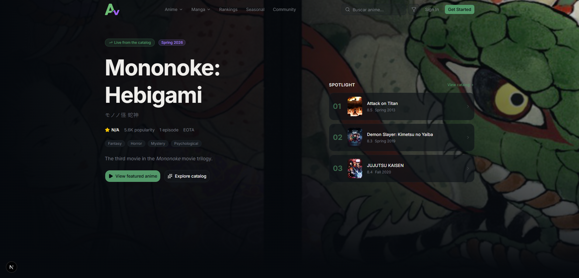 Captura del proyecto AnimeVault