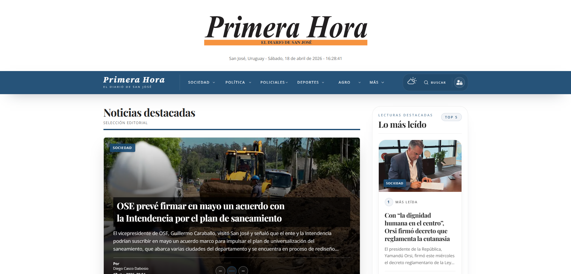 Captura del proyecto Diario Primera Hora